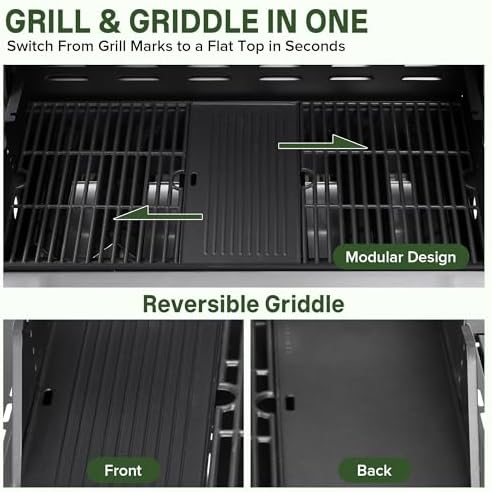 6-Burner Propane Gas Grill and Griddle Combo with Side Burner - Image 3