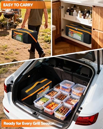 Marscamd 22” Grill Tool Storage Bag with Dual Inner Compartments, Black - Image 5