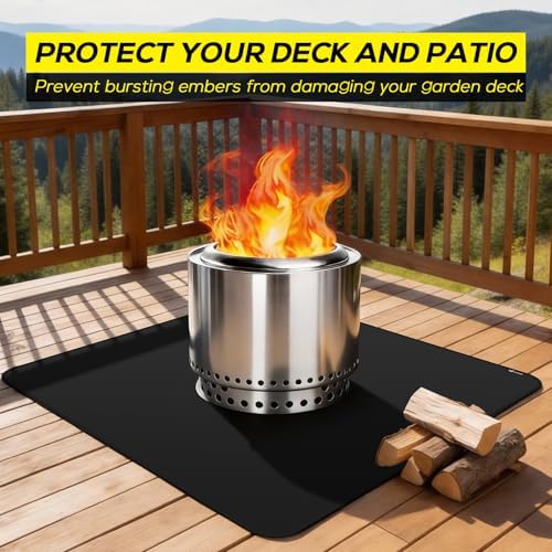 FLASLD Heavy-Duty Under Grill Mat 42inch Square Fire Pit Mat,3 Layers Fireproof Waterproof Grill Pads Protect for Deck,Patio,Outdoor Charcoal,Smokers,Wood Floor,Indoor Black Fireplace Reusable - Image 2