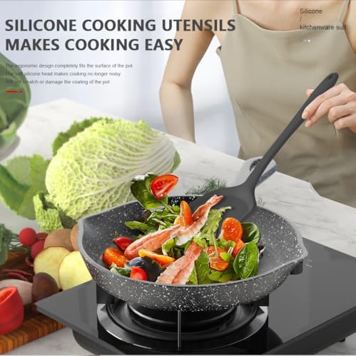 AOTHOD Silicone Cooking Utensils Set - 446°F Heat Resistant Kitchen Utensils,Spatula Sets,Turner Tongs,Spoon,Kitchen Utensil Gadgets Tools Set for Nonstick Cookware,Dishwasher Safe BPA Free (Gray) - Image 6