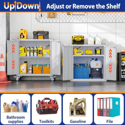 GAIOUS 35.6'' Tall Metal Garage Storage Cabinet with Wheels, Tool Cabinet - Image 3