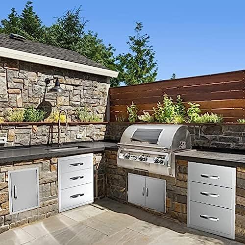 Stainless Steel Outdoor Kitchen Drawers - 3-Drawer BBQ Drawer, Built-in, Flush Mount - 14Wx23Dx21H - Image 7