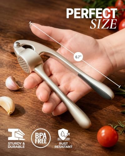 Zulay Kitchen Metal Garlic Press Garlic Mincer Tool Stainless Steel, Silver - Image 2