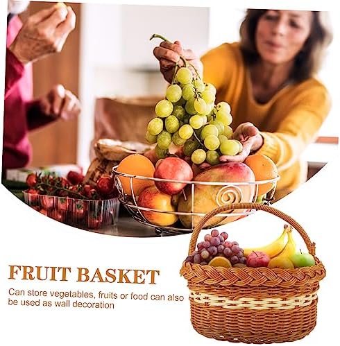 Outanaya Imitation Rattan Woven Basket Decorative Storage Basket for Home Kitchen and Outdoor Picnics Lightweight Multipurpose Design Rustic Style for Organizing - Image 4