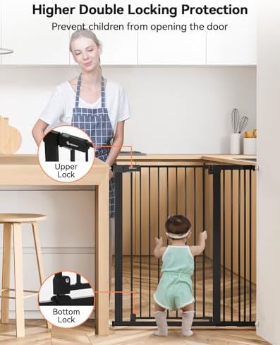 COMOMY 42" Extra Tall Baby Gate for Stairs, Fits 29.5" to 40.6" Openings - Image 6
