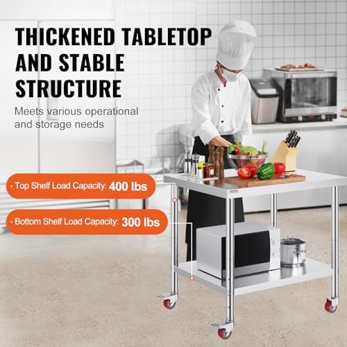 VEVOR Stainless Steel Work Table 36 x 30 x 34 Inch Food Prep Worktable - Image 3