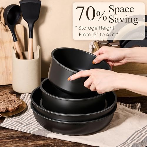 CAROTE 33pcs Pots and Pans Set Non Stick, Detachable Handle Cookware, Black - Image 3