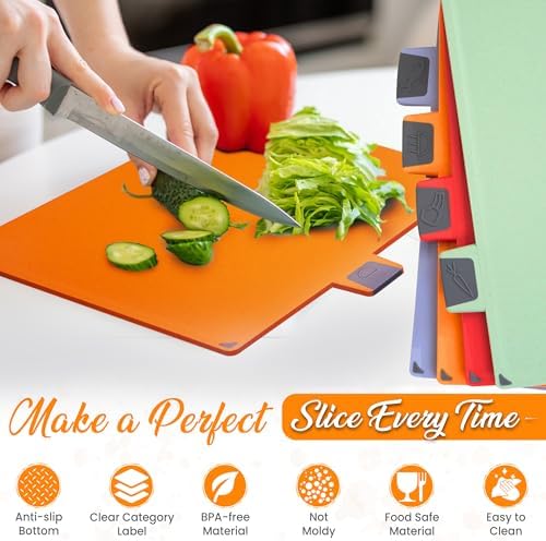 4-Piece Non-Toxic Cutting Board Set 12"L x 9"W with Premium Scissors – BPA-Free Plastic and Rubber Chopping Boards for Kitchen Essentials with Organizer, Dishwasher Safe Accessories Holder. - Image 6