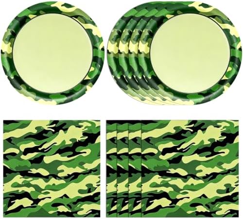 40PCS Hunting Camo Party Decorations Camo Paper Plates and Napkins by Actoridae