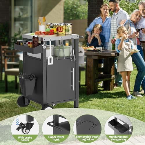 Outdoor Grill Cart with Patio Furniture, Outdoor Grill Table with Storage - Image 7