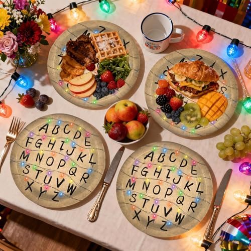 50Pcs Spooky Rustic Alphabet Paper Plates 9 Inch for Halloween - Image 3