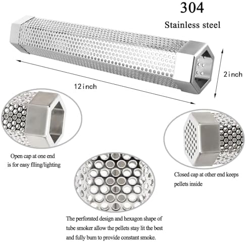 12" Smoke Tube for Pellet Smoker, Basic Version No Accessories Included, 5 Hours Billowing Smoke Hot & Cold Smoking, Stainless Steel Wood Chip Smoking Tube for Gas & Charcoal BBQ Grills - Image 2