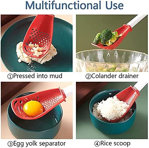 6in1 Multifunctional Kitchen Cooking Spoon- Kitchen Gadgets Strainers for egg yolk Separator- Grater Masher- Colander Skimmer Scoop- for Mashing, Grating, Draining, Heat Resistant (3Pcs black) - Image 5