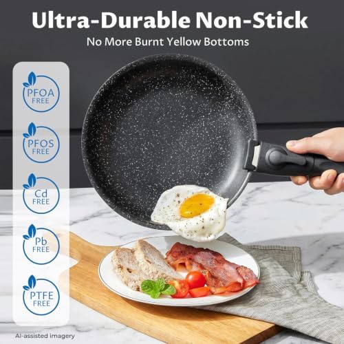 BEZIA Induction Cookware Set 10 Pieces, Nonstick Pots and Pans Set with Removable Handles, for All Hobs, Stackable Design, Dishwasher/Oven Safe, PFAS Free - Image 3