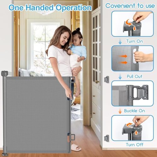 EZIGO 71 Inch Retractable Baby Gates Extra Wide Reinforced Baby Dog Gate - Image 5