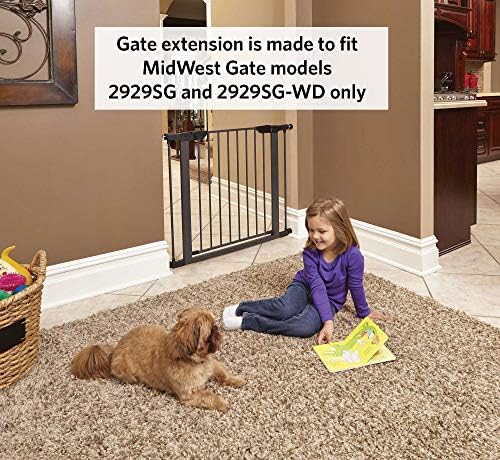 MidWest Homes for Pets Steel Pet Gate Extension; Pet Gate Extension Measures 3' Wide x 29' High in Textured Grahite (Fits MW Model # 2929SG & 2929SG-WD) - Image 3