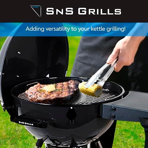SnS Grills EasySpin Charcoal Grill Cooking Grate, 304 Stainless Steel, Large Hinged Opening, Perfect for 2-Zone Cooking, Replacement Grate Compatible with Weber & Other Grills - 18” Inches - Image 6