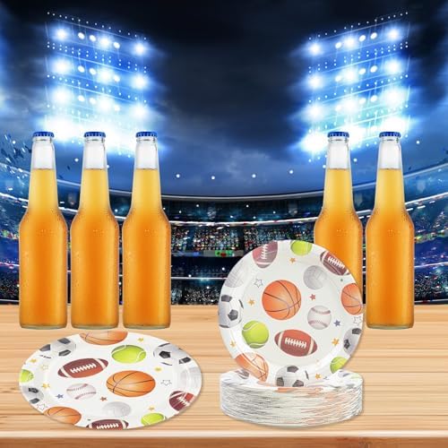 50PCS Sports Birthday Party Paper Plates, 7'' Sports Themed Party Decoration Disposable Dessert Plate Tableware Dinnerware for Picnic Camping Birthday's Parties Favor Supplies - Image 6