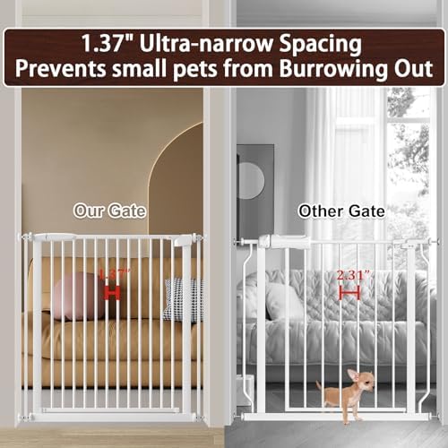 DEARBB Extra Wide Baby Gate Ultra Narrow Spacing 30.11-77.36" Pressure Mounted Double Lock Swing Auto Close Walk Through Metal Safety Pet Gate for Stairs and House Doorway Kitchen - Image 2