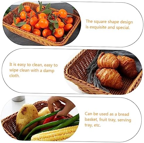 MAGICLULU 2pcs Multipurpose Picnic Basket Light Brown Rattan Storage Tray for Fruits Vegetables and Bread for Home and Outdoor Gatherings - Image 5