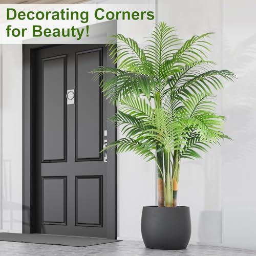 5ft Tall Triple Golden Cane Palm Artificial Tree Large Tropical Palm Tree UV Resistant Fake Plant in Pot for Indoor Outdoor Big House Living Room Outside Patio Office Home Decor 1Pack - Image 4