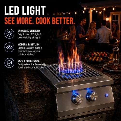 60,000 BTU Built-in Natural Gas Power Burner for Outdoor Kitchen - Image 5
