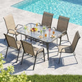 MAMIZO 7 Pieces Patio Dining Set for 6, Glass Table and Textilene Chairs by MAMIZO