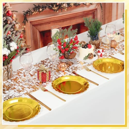 NatNarr 30-Pack 9-Inch Gold Scalloped Disposable Paper Dessert Plates - Image 7