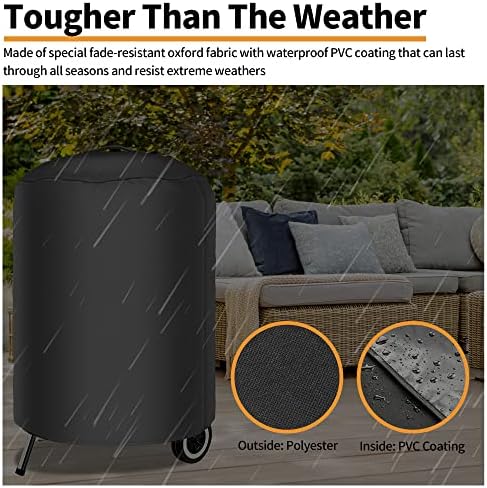 NEXCOVER Kettle Grill Cover | 26.5 Inch Charcoal BBQ Cover, Round Barbecue Cover, Fade & UV Resistant Small Smoker Cover, Waterproof Heavy Duty Cover, Compatible for Weber 22" Charcoal Grill - Image 6