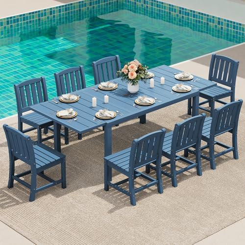 SERWALL Outdoor Patio Dining Set for 8, Blue by SERWALL