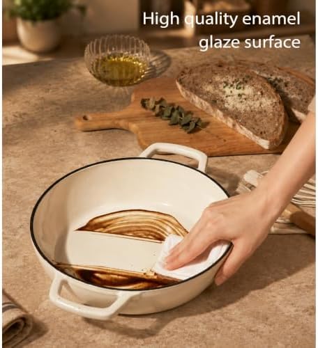 CAROTE Cast Iron Dutch Oven Pot with Lid, 5QT Round Bread Oven, Bonjour - Image 5