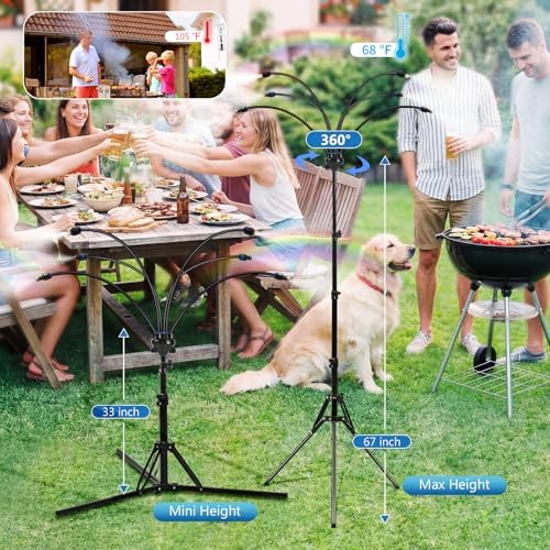 6-Adjustable Nozzle Standing Misters for Outside Patio - Easy to Install & Maintain, Customize Mist, Durable & Long-Lasting for Backyard Cooling - Image 2