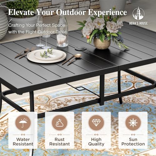 HERA'S HOUSE 7pc Outdoor Patio Dining Set for 6, Textilene Chairs, Blue - Image 5