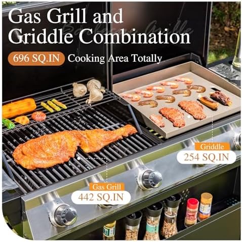 Sophia & William Propane Gas Grill and Griddle Combo, Dual Outdoor BBQ - Image 2