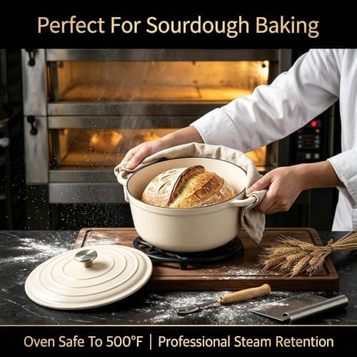 Nonstick Enameled Cast Iron Cookware Set, 4-Pcs Pots and Pans with Lids - Image 6