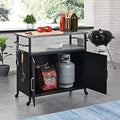 FirsTime & Co. New & Improved Black Davidson Outdoor Grilling Kitchen Cart Island, Portable Patio Table, Metal Food Prep Worktable, 31.5 in. x 35.25 in. by FirsTimeCo