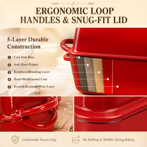 2 in 1 Enameled Cast Iron Sourdough Bread Pan, 5 QT Loaf Pan - Image 5