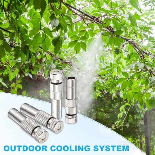 M METERXITY 5-Set Brass Misting Nozzles Tees Kit, 0.028"/0.7mm Orifice Mister Replacement Nozzles with Filter Mesh for Outdoor Cooling System/Greenhouse, Water Misting Nozzle Tees Kits - Image 6