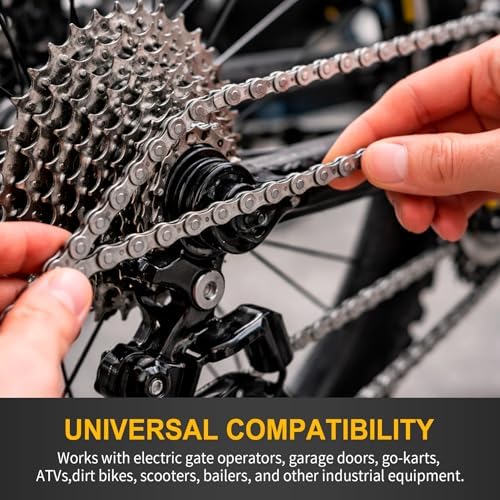 #41 Roller Chain 20 Feet for Gate Openers, Carbon Steel Operator Chain Replacement for Extension Automatic Sliding Gate Opener, Garage Hanger Door, Include 5 Connecting Links - Image 4