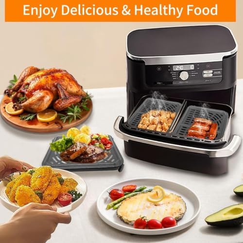 Air Fryer Replacement Parts for Ninja Foodi 11 Quart 7-in-1 MegaZone XL FlexBasket Air Fryer, 2 PCS Air Fryer Accessories Grill Pan Plate Crisper Plate Rack Tray with Rubber Bumpers - Image 6