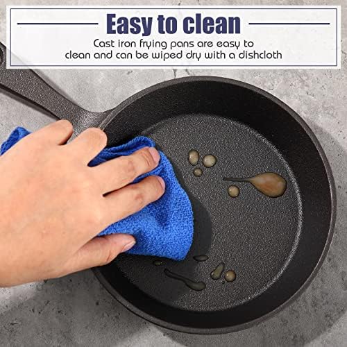 Skylety 10 Sets 6. 3 Inches Mini Cast Iron Skillets Small Black Sizzling Plate Cast Iron Skillets Frying Pan Set with Oil Brush for Indoor Outdoor Restaurant Kitchen - Image 6