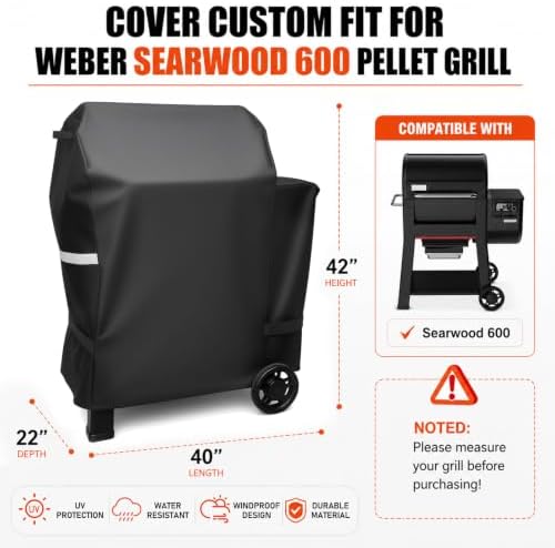 Grill Cover Compatible for Weber Searwood 600 Pellet Smoker Grill - Image 2
