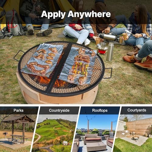 VEVOR X-Marks Fire Pit Grill Grate, Foldable Round Cooking Grate, Heavy Duty Steel Campfire BBQ Grill Grid with Handle and Support X Wire, Portable Camping Cookware for Outside Party, 36 Inch Black - Image 6