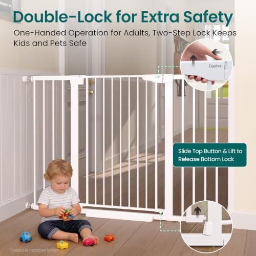 Cumbor 36" Extra Tall Baby Gate, 30-54" Wide Dog Gates for Large Dogs - Image 4