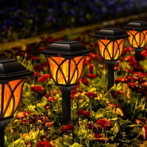 GIGALUMI Solar Lights Outdoor Waterproof, 8 Pack Flickering Flame LED Light by GIGALUMI