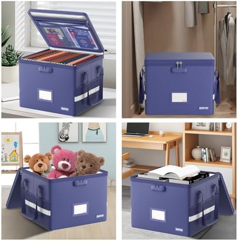 ENGPOW 5200°F File Box Fireproof Document Box with Lock,Heat Insulated Collapsible File Storage Organizer Box with Handle,Portable Home Office File Cabinet for Hanging Letter/Legal Size Folder, Blue - Image 7