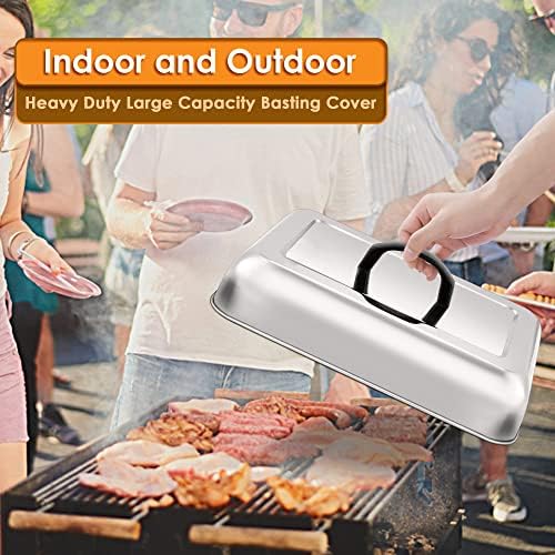 Leonyo 13x9IN Large Rectangular Stainless Steel Griddle Basting Cover Dome - Image 4
