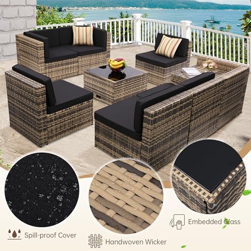 KROFEM 8 Piece Patio Furniture Set, Outdoor Modular Conversation Set - Image 5