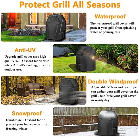 Aoretic Grill Cover 40 inch Gas BBQ-Cover, Fit Most 2&3 Burner Grill Waterproof Small Barbeque Cover with Velcro Straps & Adjustable Drawstring for Weber,Nexgrill,Char-Broil Monument,Dyna-Glo (SKZ) - Image 6