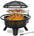 Hykolity 2 in 1 Fire Pit with Grill, Large 31" Wood Burning Fire Pit with Swivel Cooking Grate Outdoor Firepit for Backyard Bonfire Patio Outside Picnic BBQ, with Spark Cover, Fire Poker by hykolity